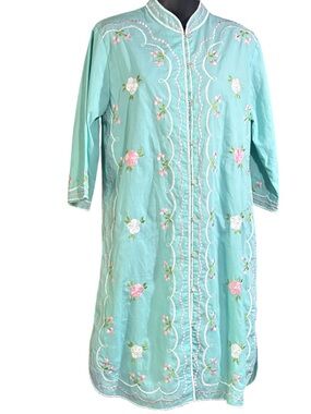 Vintage Caro Of Honolulu Embroidered Day Dress medium